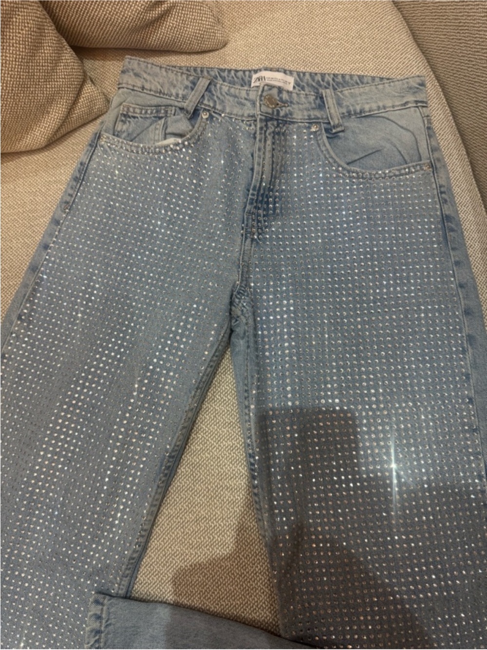 Zara Rhinestone Embellished Denim